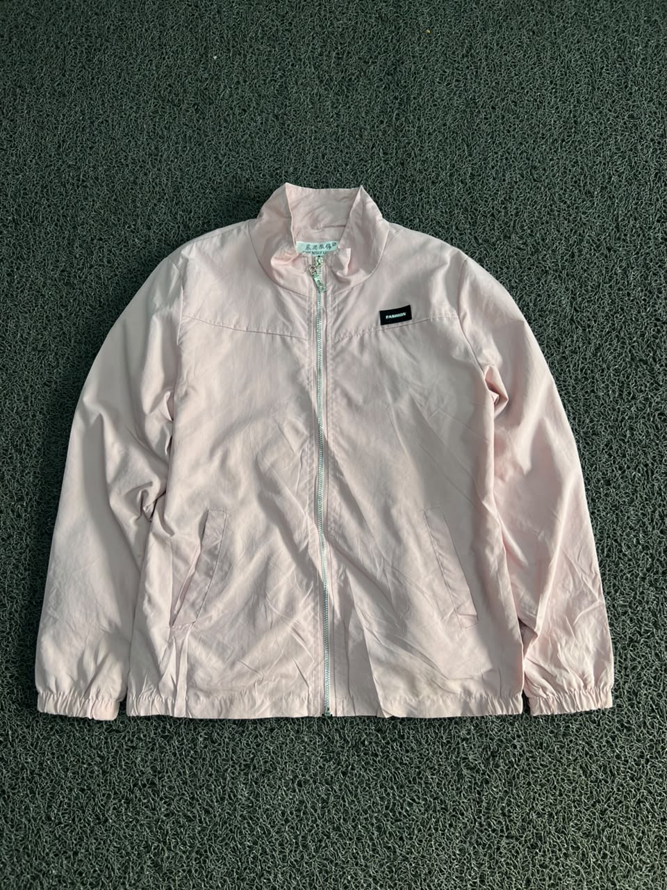 Blush Pink Lightweight Zip-Up Windbreaker Jacket