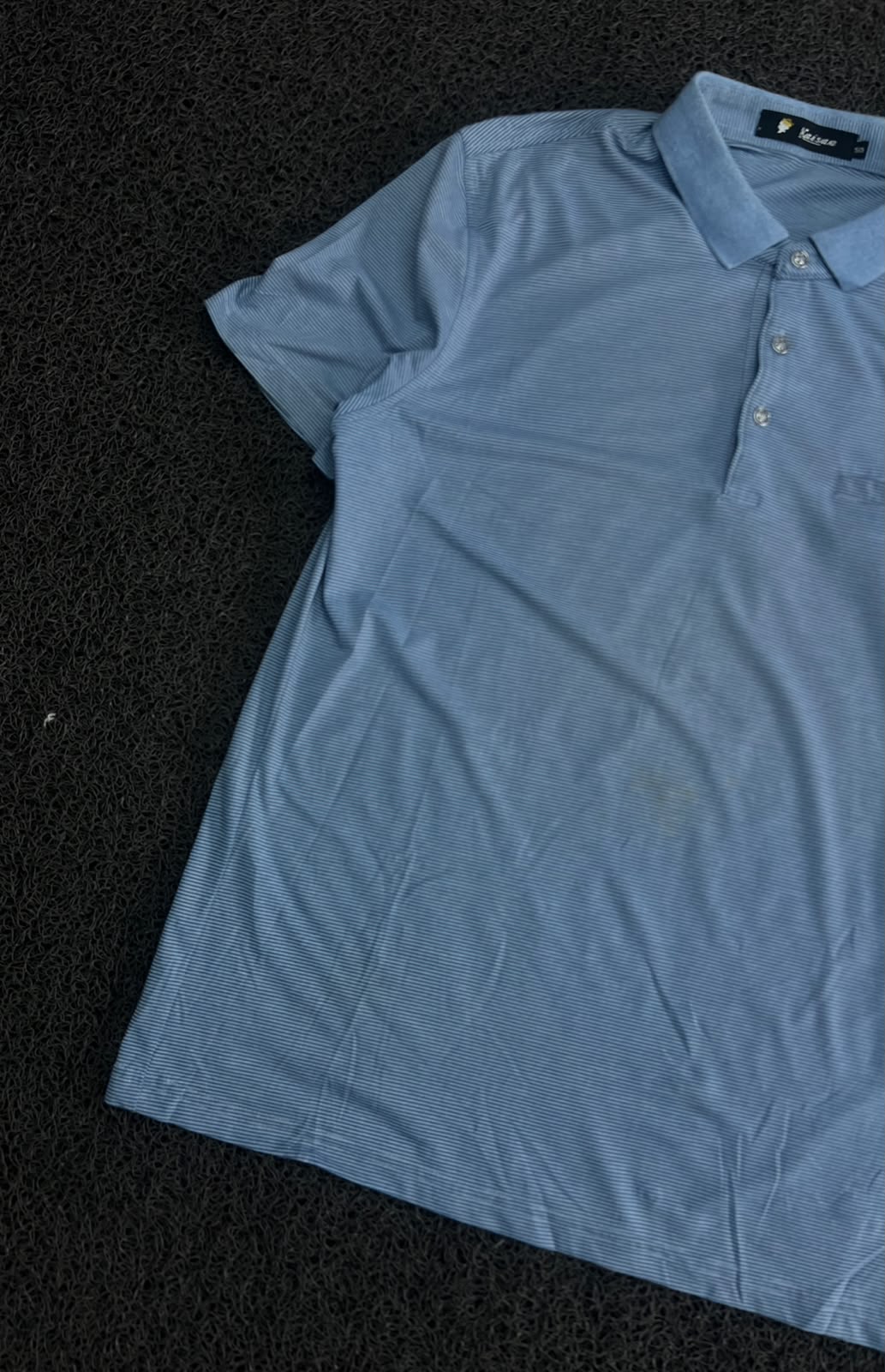 Men’s  Blue Fine Pattern Polo T-Shirt with Collared Neck ⚠️ Small Stains