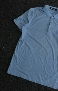 Men’s  Blue Fine Pattern Polo T-Shirt with Collared Neck ⚠️ Small Stains