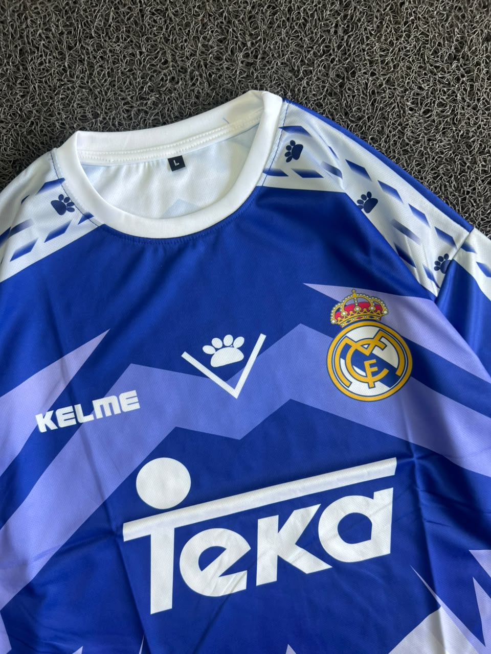 Blue & White Custom R. Carlos #3 Sports Five Sleeve Jersey