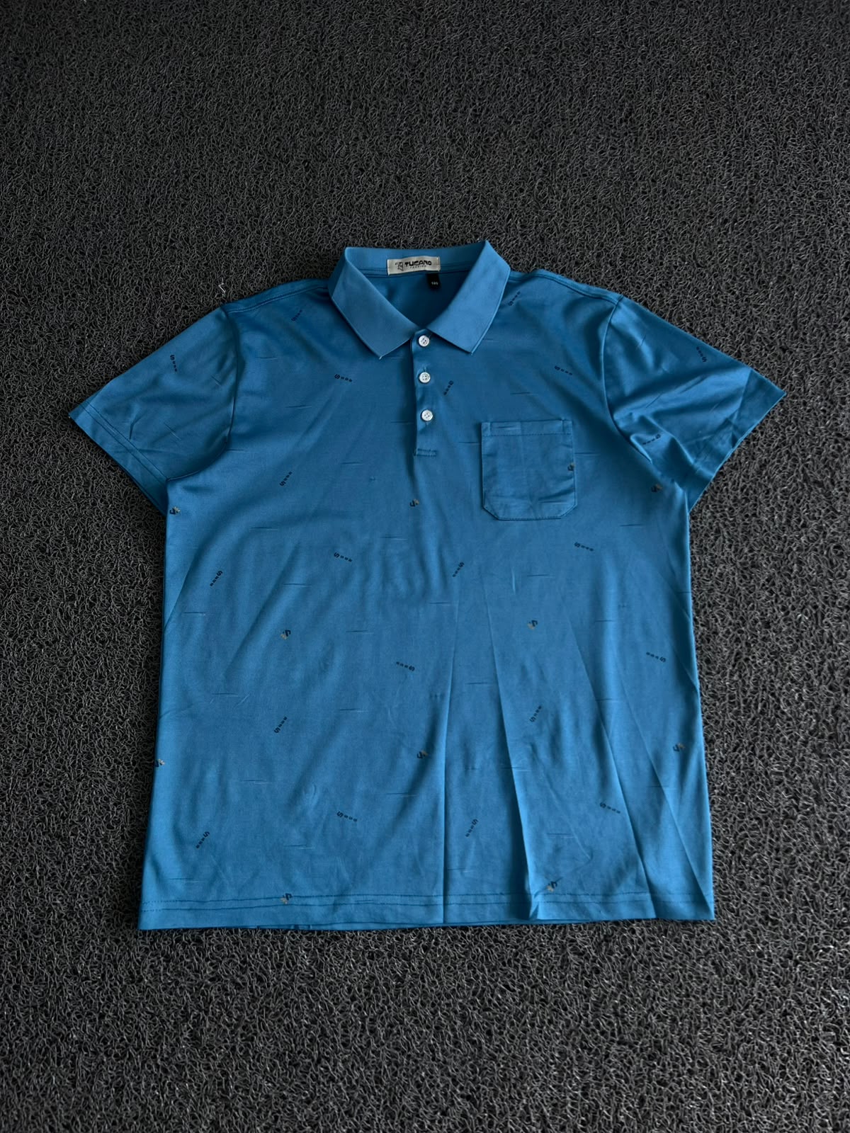 Tucano Blue Printed Polo T-Shirt with Chest Pocket