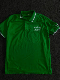 Green Contrast Collar Polo T-Shirt with Chest Pocket