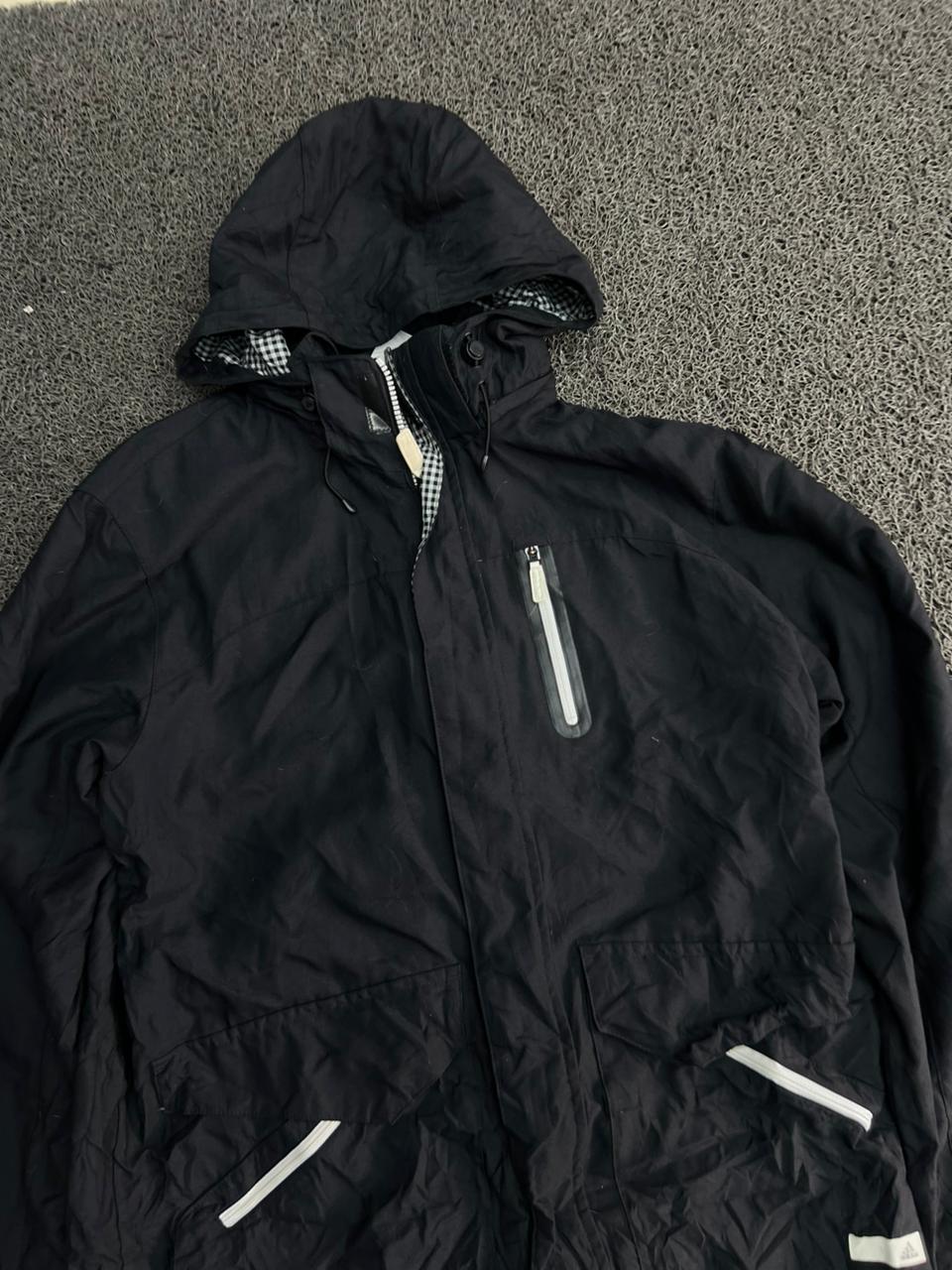 Black Hooded Reflective Zip Windbreaker Jacket – Lightweight Outdoor