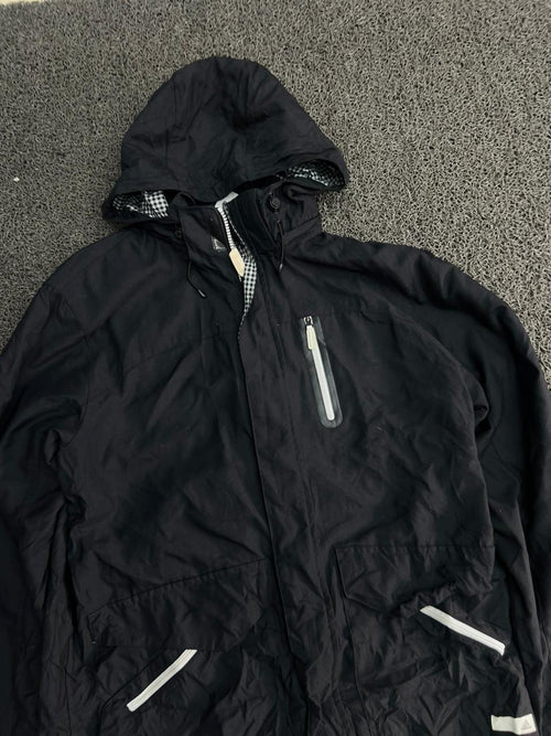 Black Hooded Reflective Zip Windbreaker Jacket – Lightweight Outdoor