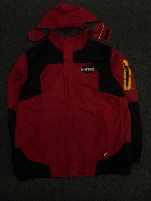 Red & Black Hooded Outdoor Waterproof Jacket | Superusa Mountainwear Jacket ⚠️ Small Damage