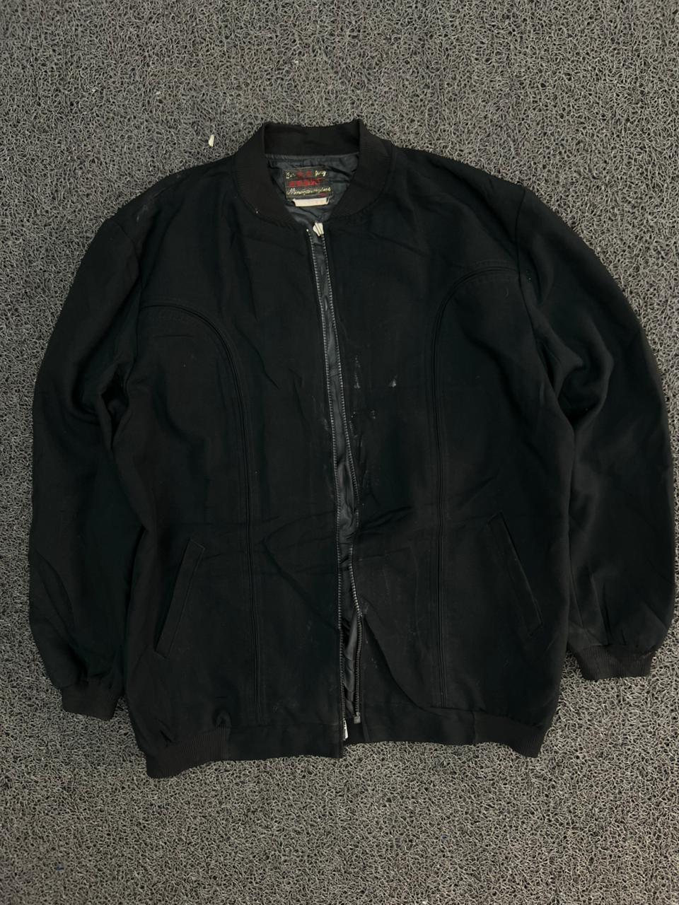 Vintage Black Casual Bomber Jacket – No Front Zip
