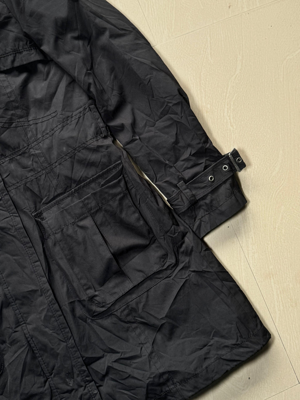 Premium Black Multi-Pocket Utility Field Jacket with High Neck