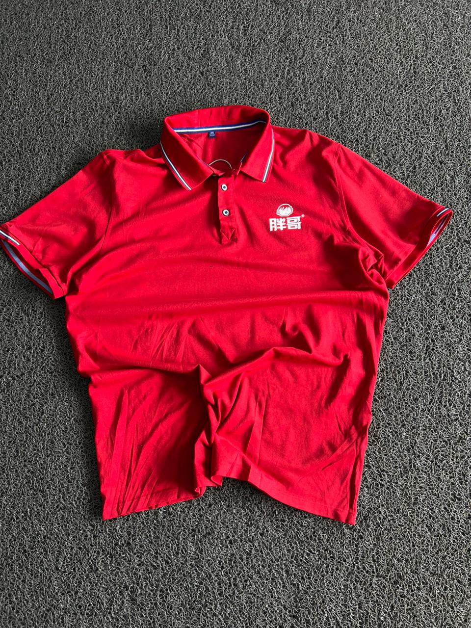 Vintage Red Embroidered Logo Polo T-Shirt