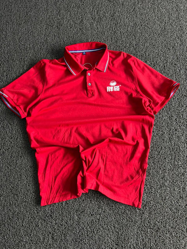 Vintage Red Embroidered Logo Polo T-Shirt