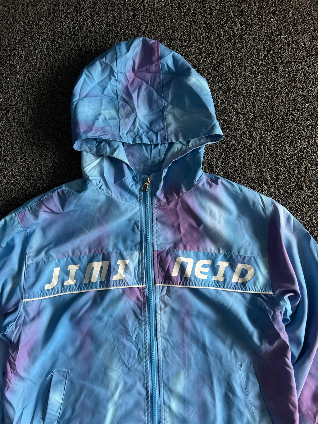 Men's Blue & Purple Tie-Dye Hooded Windbreaker Jacket | Lightweight Zip-Up