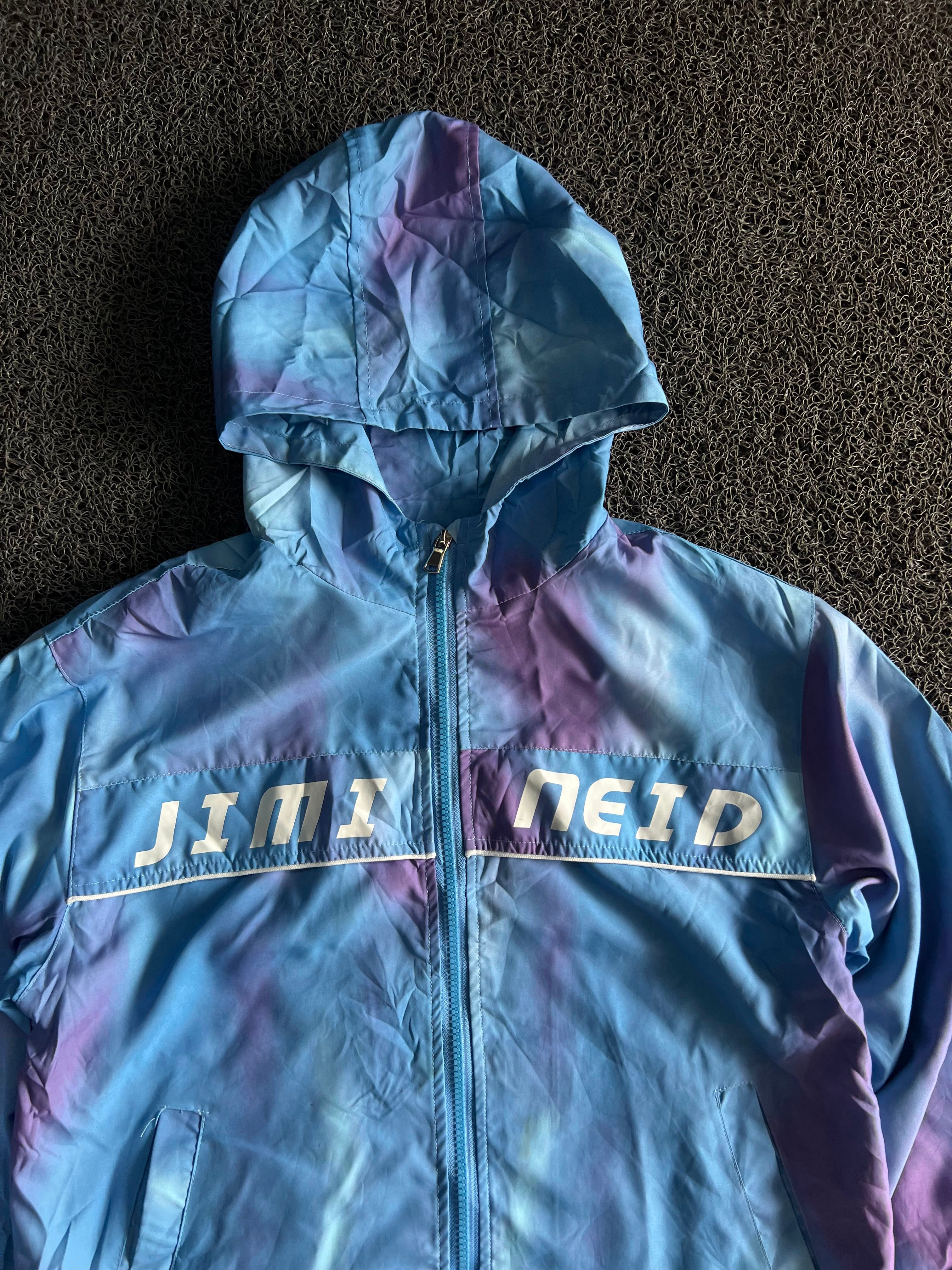 Men's Blue & Purple Tie-Dye Hooded Windbreaker Jacket | Lightweight Zip-Up