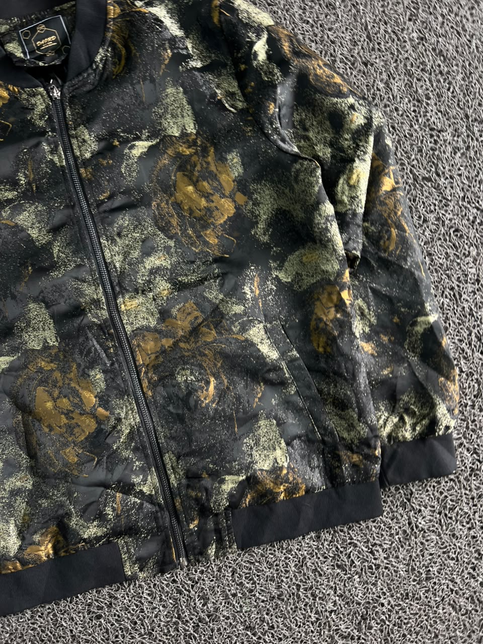 Vintage Black & Gold Abstract Bomber Jacket