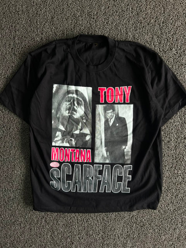 Tony Montana Scarface Graphic Print Black T-Shirt