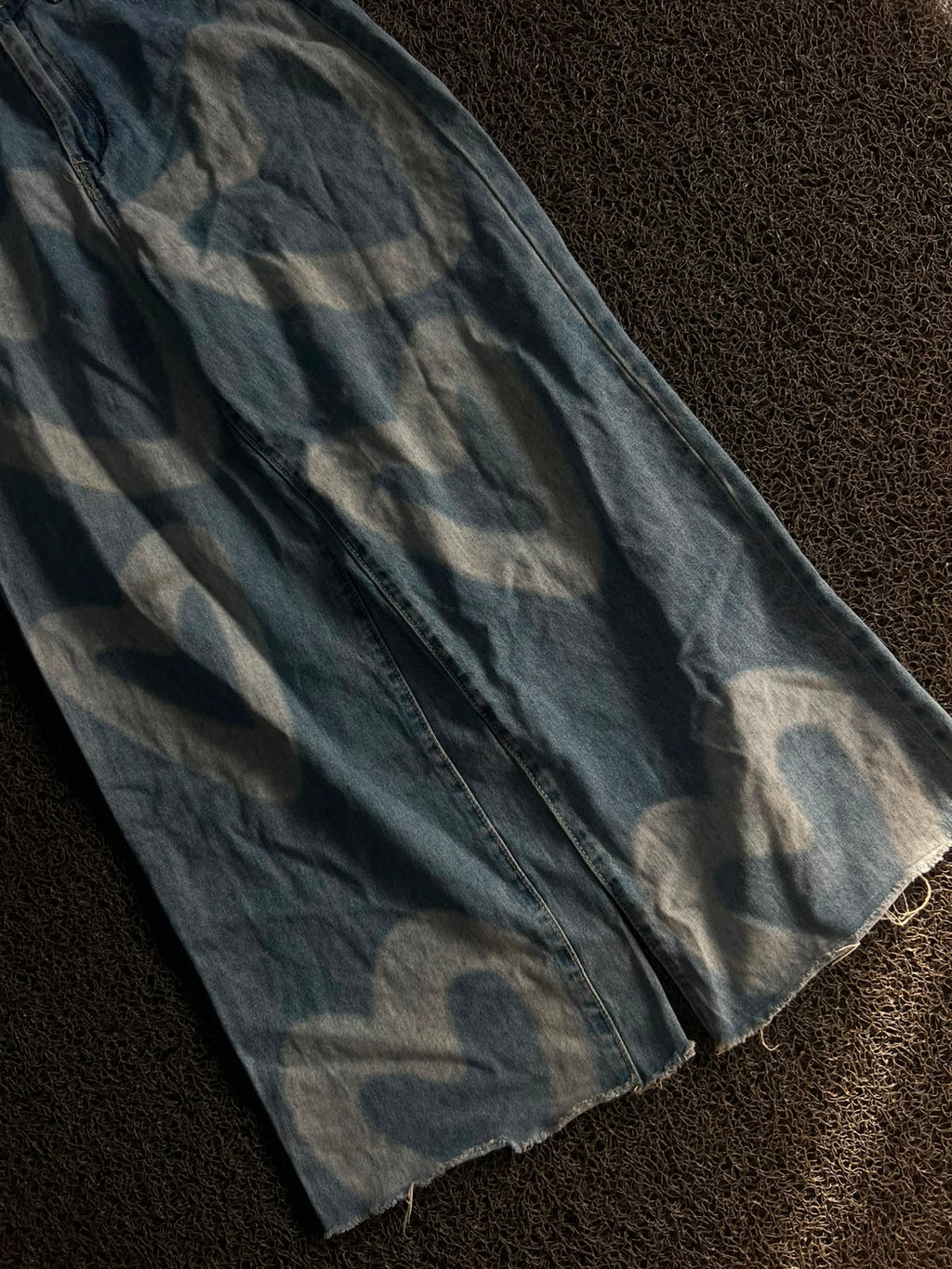 Vintage Zara Wide Leg Bleach Wash Denim Jeans