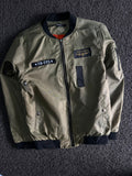 Military Bomber Jacket with Utility Sleeve Pocket
