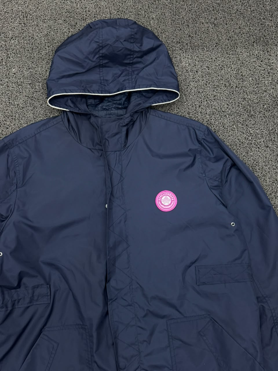 Men's Navy Hooded Utility Windbreaker Jacket – Lightweight Zip-Up Rain Coat