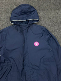 Men's Navy Hooded Utility Windbreaker Jacket – Lightweight Zip-Up Rain Coat