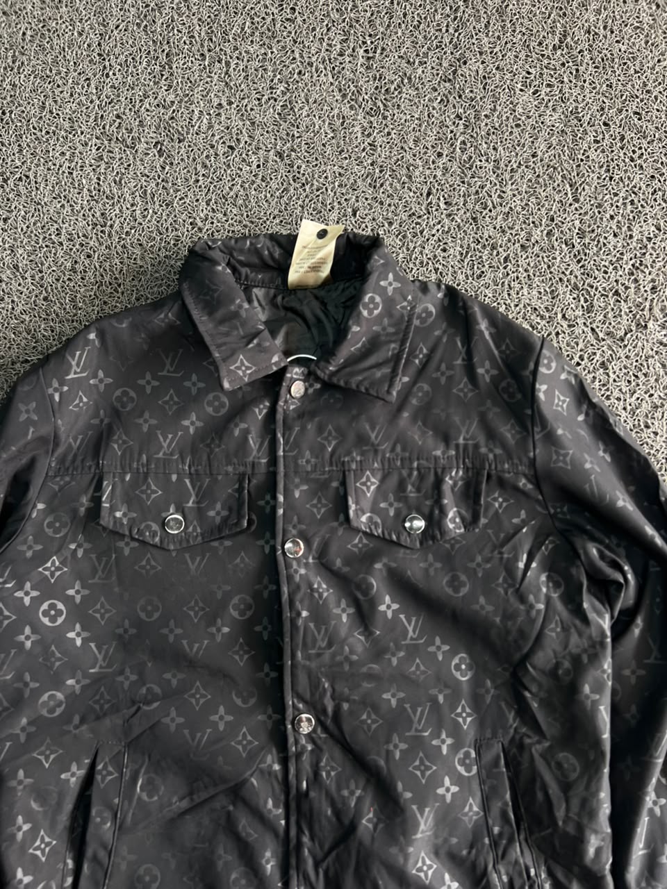 Black Monogram Printed Button-Up Jacket