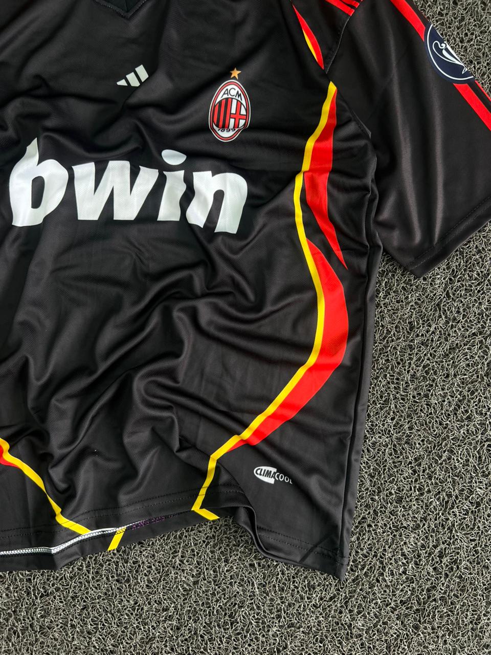 AC Milan Retro Black Bwin Champions League Five Sleeve Jersey