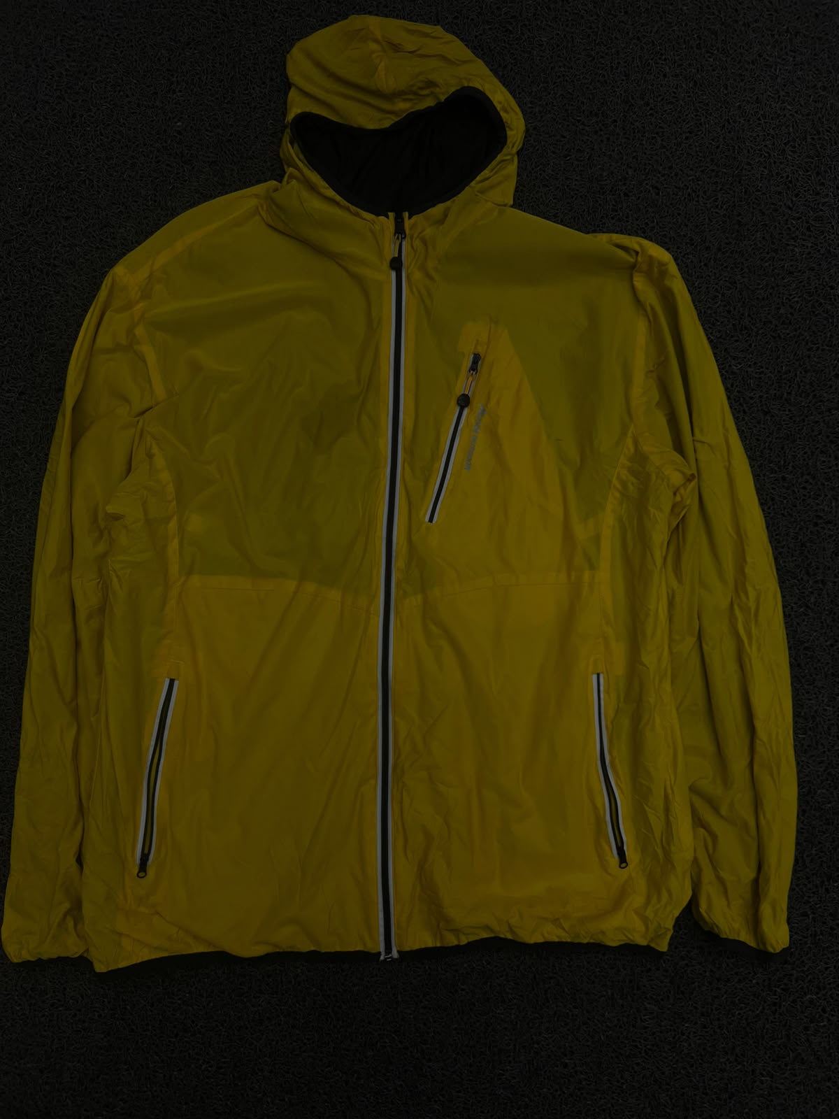 Mustard Yellow Hooded Lightweight Windbreaker Jacket with Zip Pockets