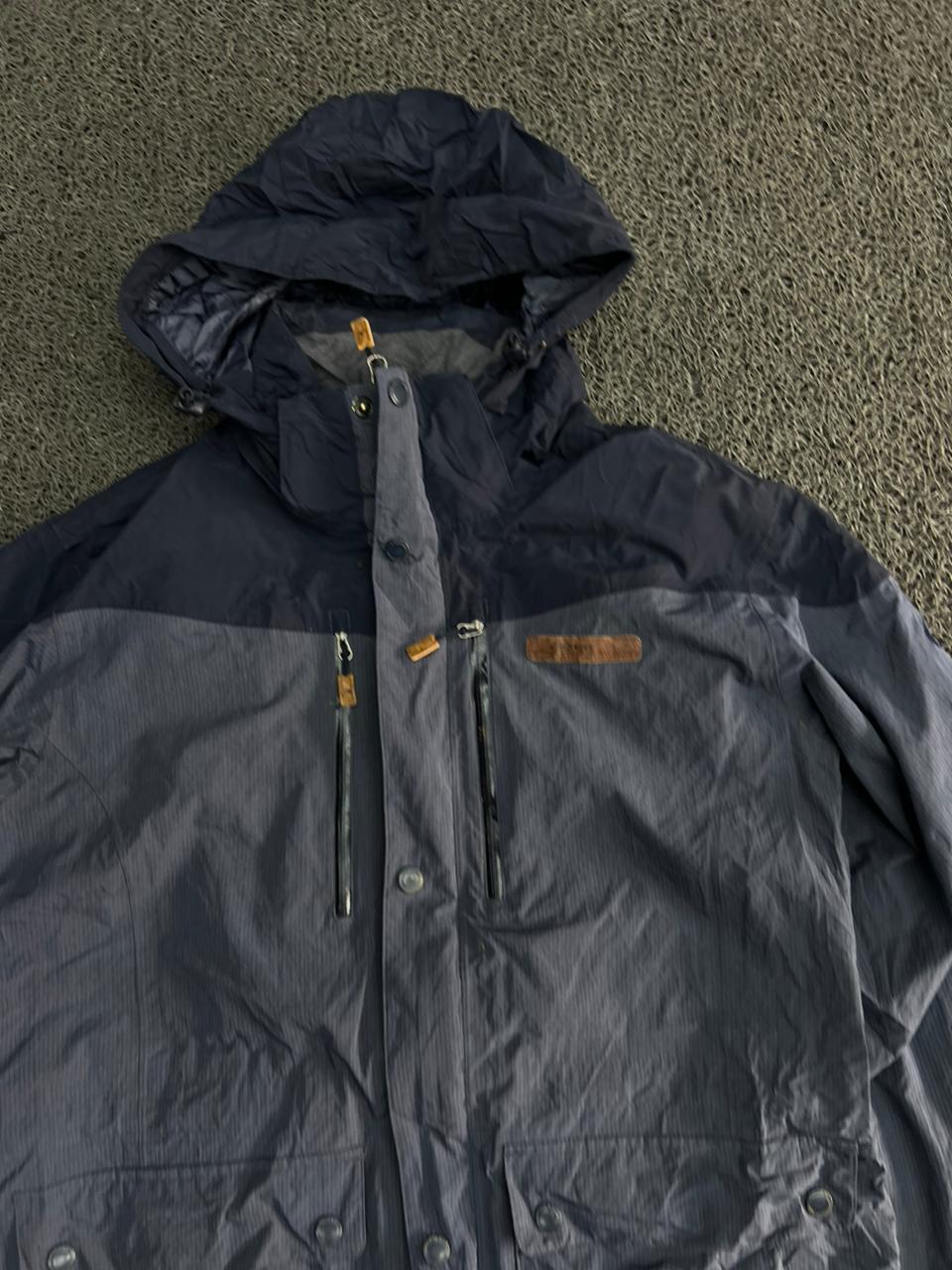 Navy & Charcoal Hooded Waterproof Outdoor Jacket – Full Zip Winter Parka