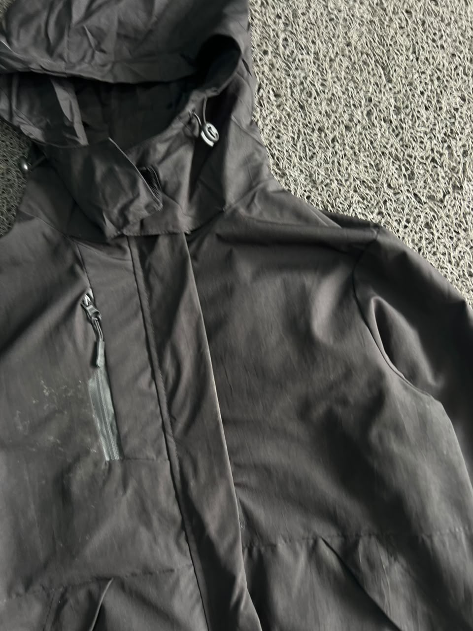 Vintage Black Hooded Outdoor Shell Jacket