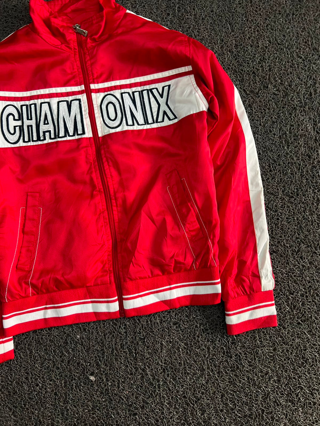 Chamonix Red Track Jacket – Full Zip Retro Sports Windbreaker