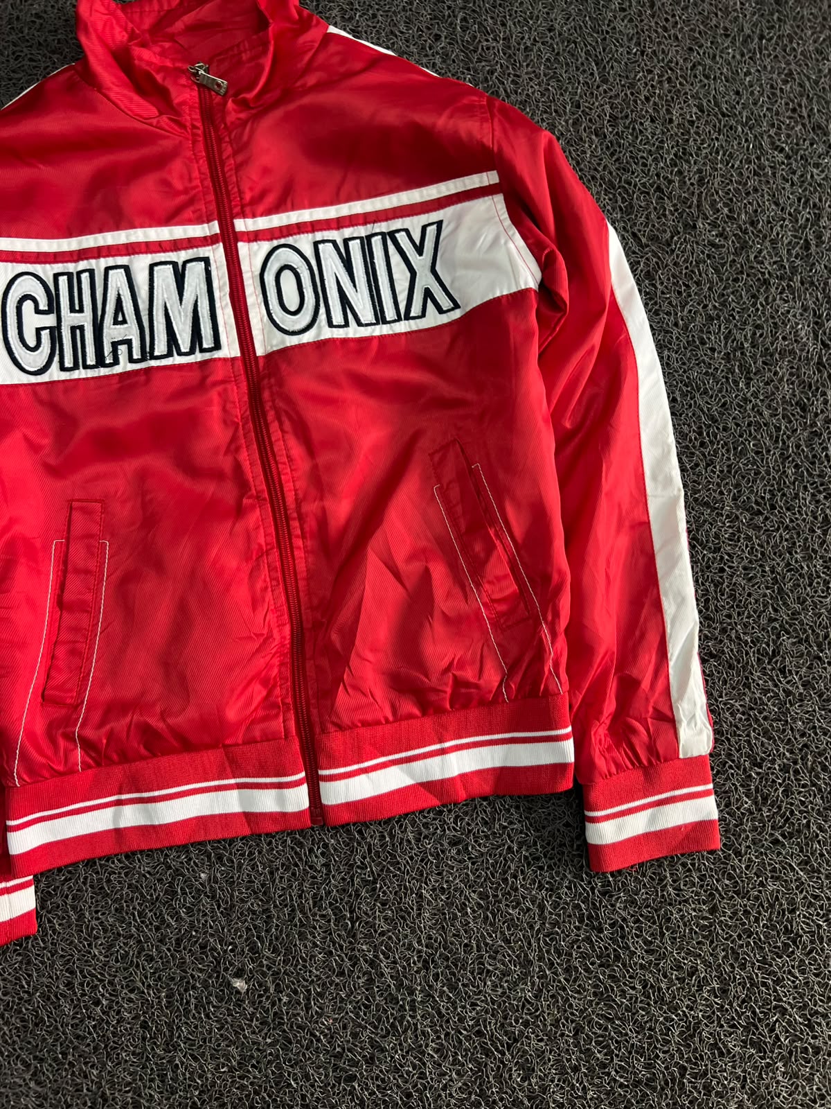 Chamonix Red Track Jacket – Full Zip Retro Sports Windbreaker