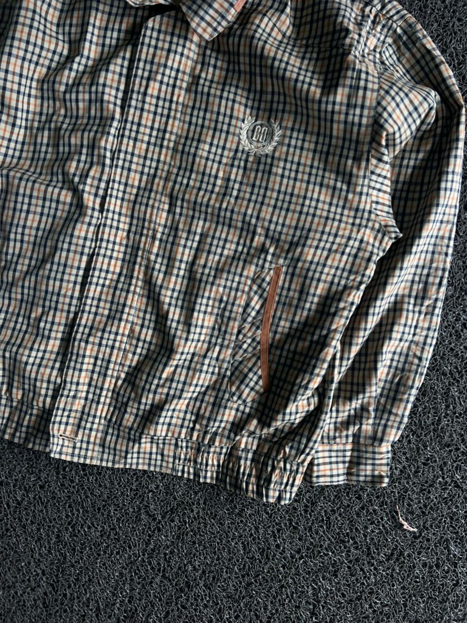 Classic Beige Checkered Bomber Jacket