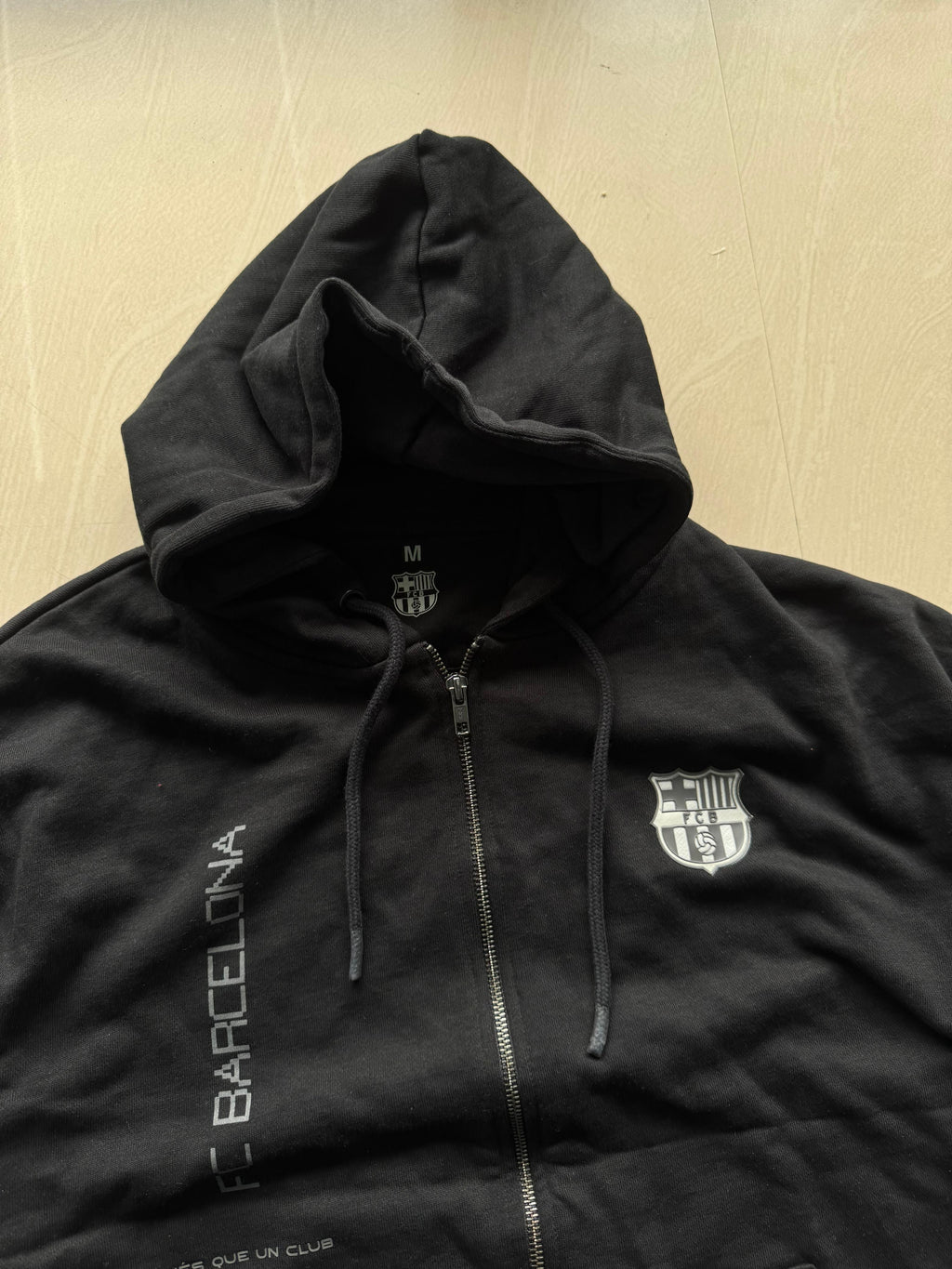 FC Barcelona Black Zip-Up Oversized Hoodie