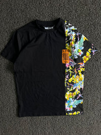 Just Cavalli T-Shirt – Multicolor Floral & Abstract Print Panel Design