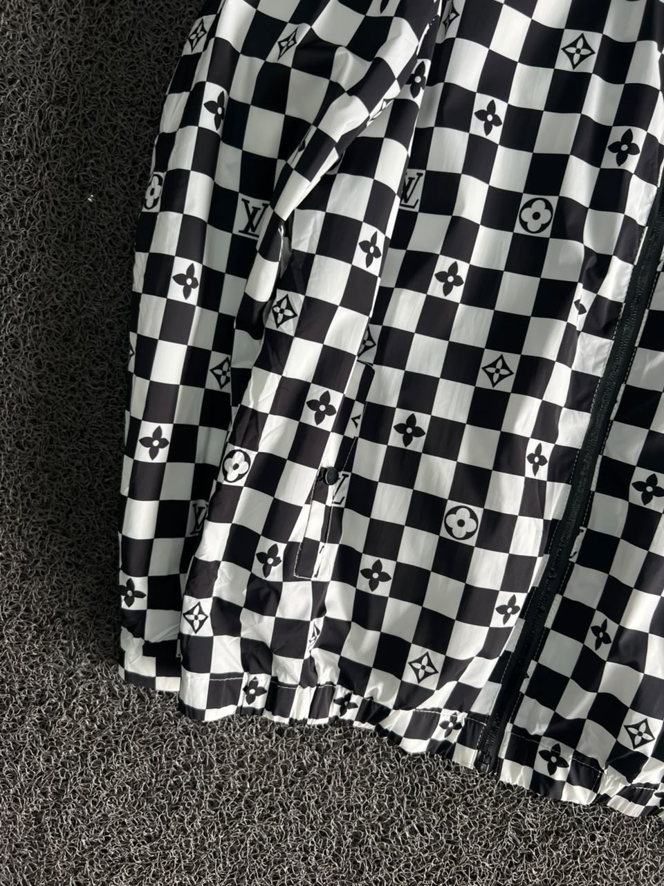 Monogram Checkered Hooded Windbreaker Jacket