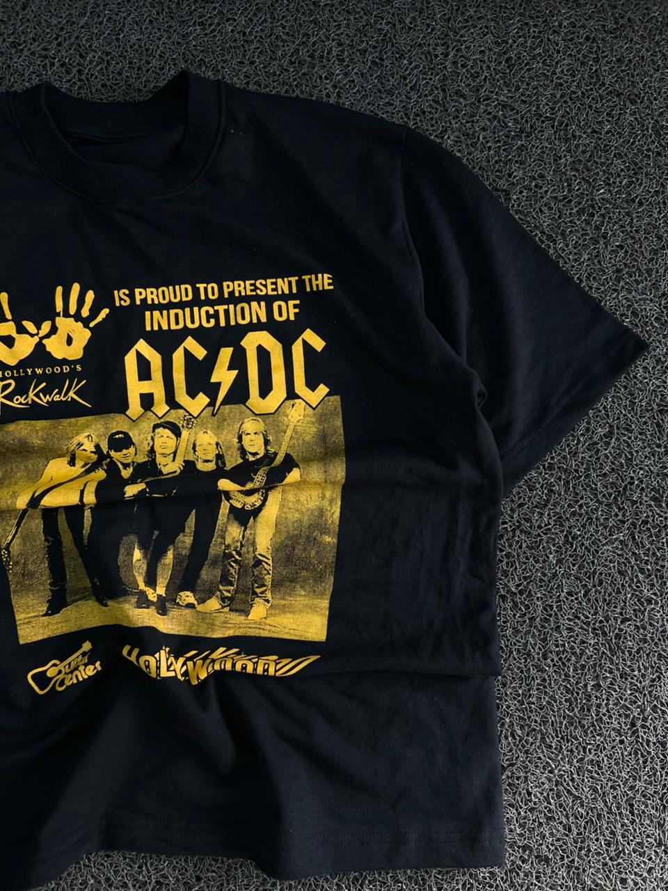 AC/DC RockWalk Induction Graphic Black Oversized Cotton T-Shirt