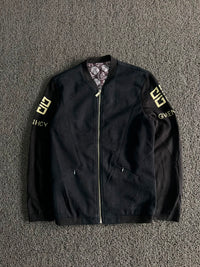 Vintage Black Zip-Up Knit Bomber Jacket