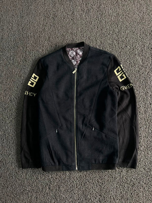 Vintage Black Zip-Up Knit Bomber Jacket