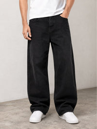 Vintage Black Straight Fit Denim Baggy Jeans