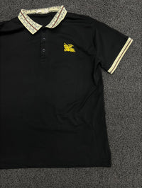 Polo T-Shirt with Printed Contrast Collar, Sleeve Piping & Yellow Chest Logo – Short Sleeve