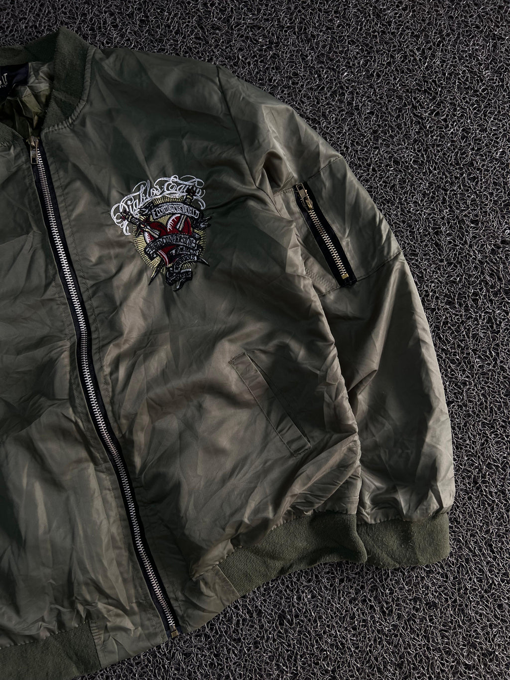 Men's Embroidered Bomber Jacket – Lightweight Zip-Up Casual Outerwear