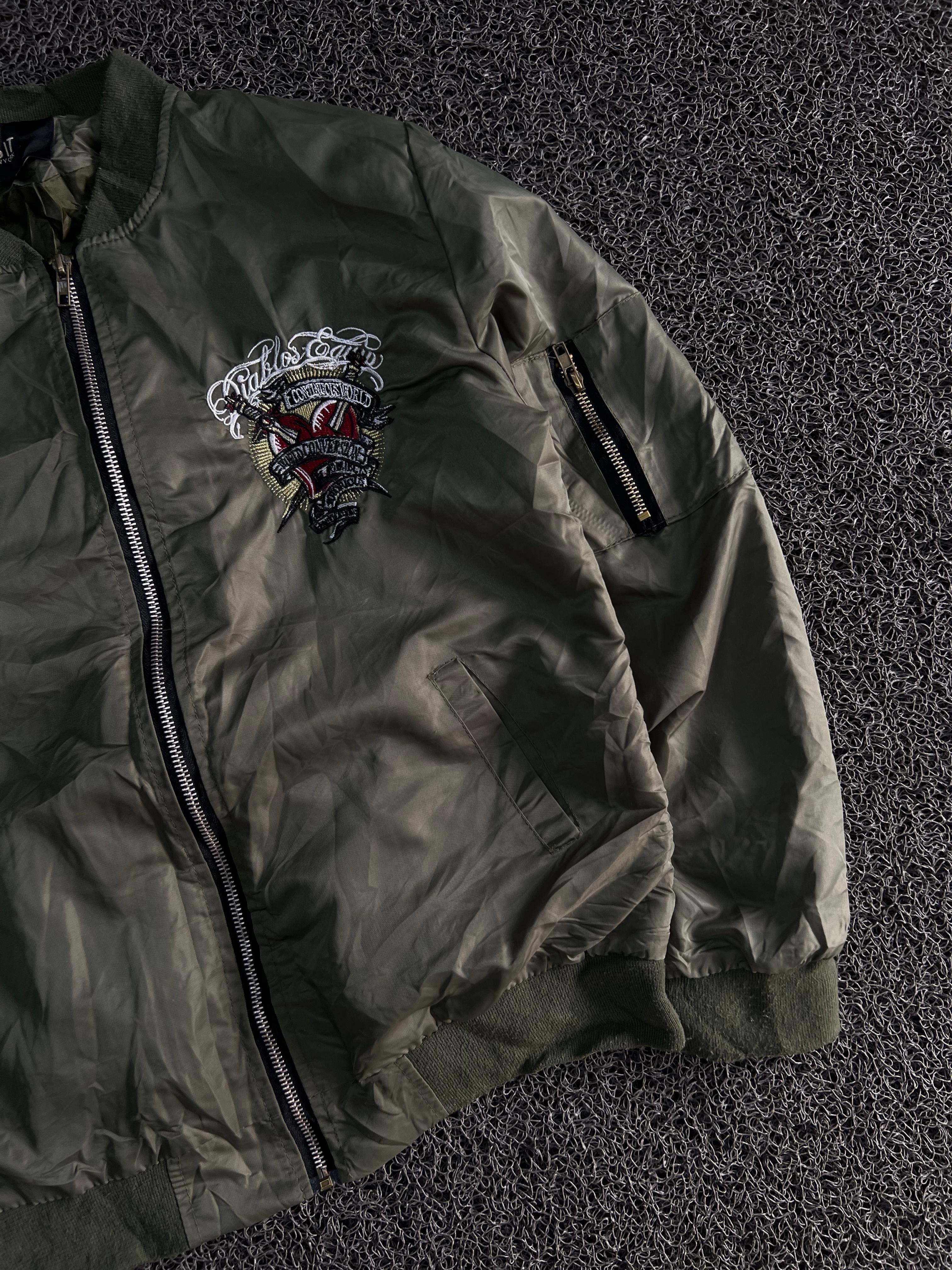 Men's Embroidered Bomber Jacket – Lightweight Zip-Up Casual Outerwear