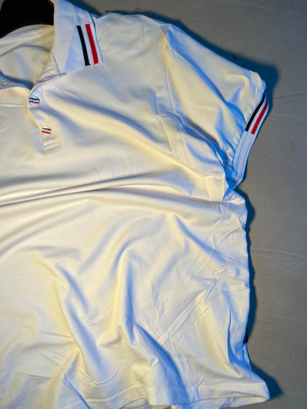 Vintage White Polo T-Shirt with Signature Stripe Trim
