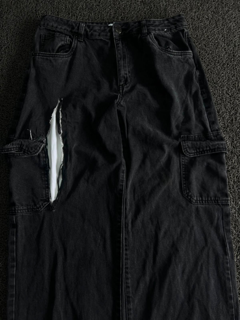 Vintage Black Cargo Wide Leg Jeans – Thrift