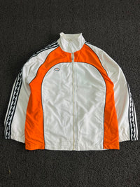 Vintage White & Orange Track Jacket – Full Zip Sports Windbreaker
