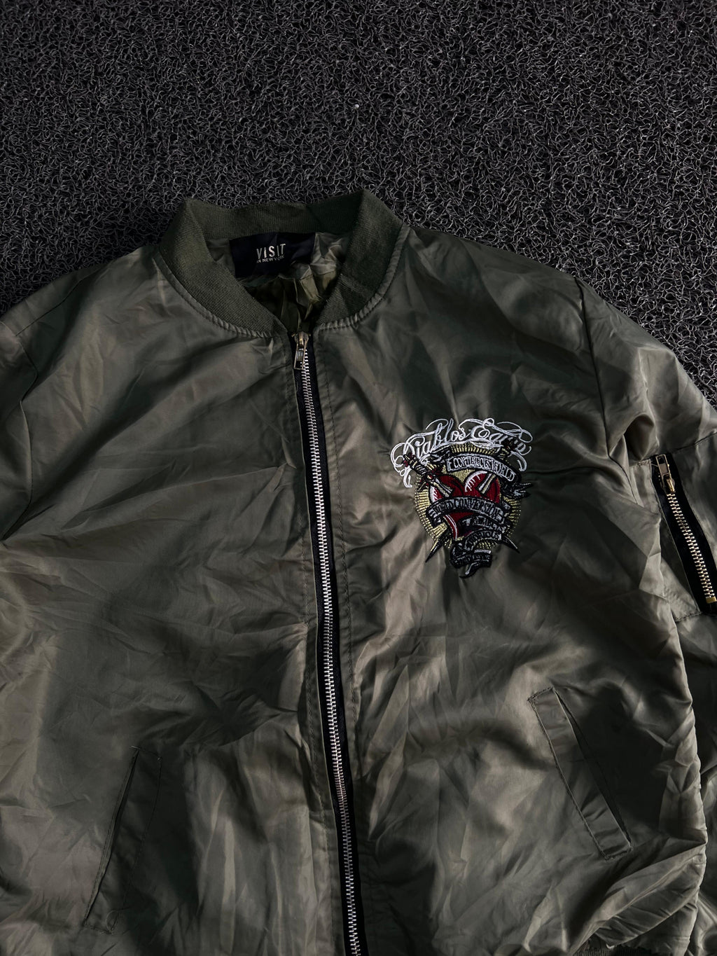 Men's Embroidered Bomber Jacket – Lightweight Zip-Up Casual Outerwear