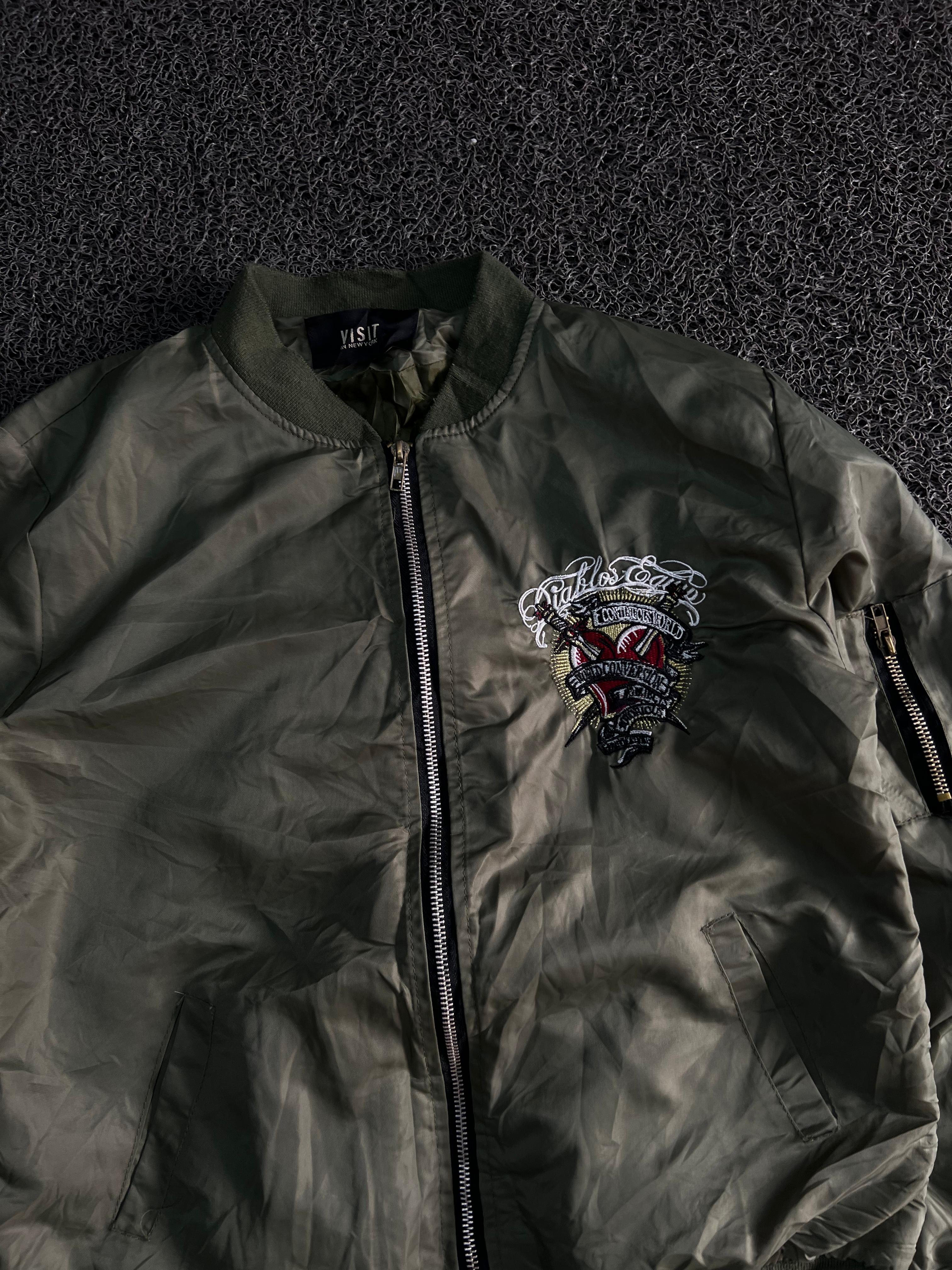 Men's Embroidered Bomber Jacket – Lightweight Zip-Up Casual Outerwear