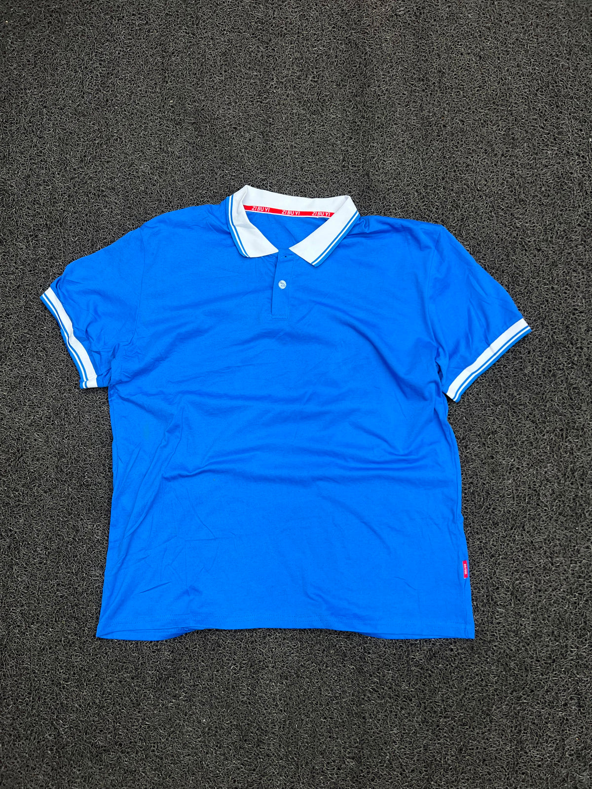 Vintage Blue & White Striped Collar Polo T-Shirt