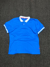 Vintage Blue & White Striped Collar Polo T-Shirt