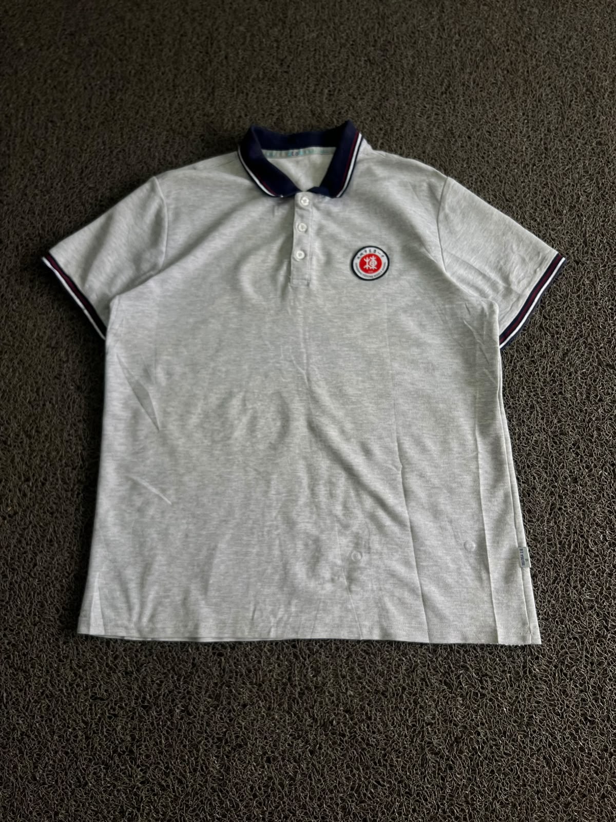 Polo T-Shirt with Contrast Navy Collar & Sleeve Trim