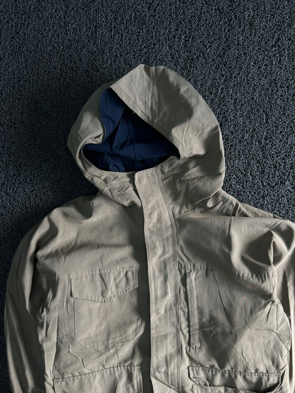 Vintage Utility Hooded Jacket – ⚠️ No Front Zip | Button Available