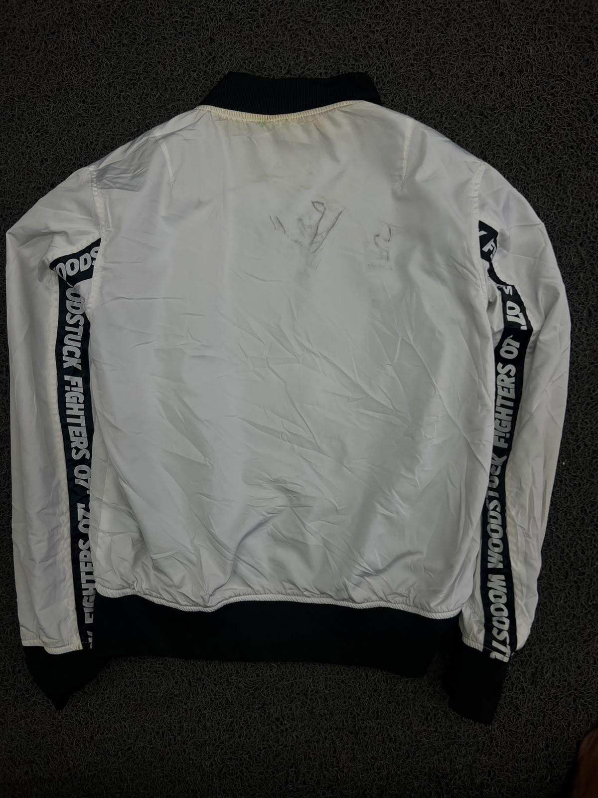 Reversible Black & White Bomber Jacket – Dual-Sided Zip-Up Jacket ⚠️ Small Stains