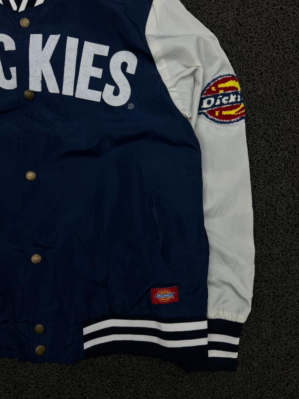 Dickies Navy & White Varsity Snap Button Bomber Jacket